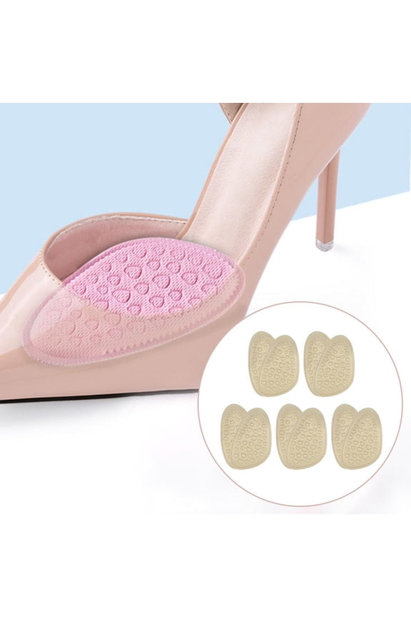 5 Pairs Sandals High Foot Pads Reusable Soft Ball of Foot Cushions Forefoot Pads for Women Prevention Pads - Skin Color