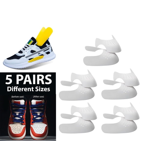 5 Pairs Shoe Crease Protectors, Anti-Wrinkle Toe Box Shield Covers, Adjustable & Reusable Force Fields for Sneaker Care
