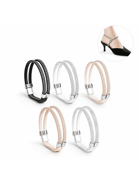 5 Pairs Shoe Straps for High Heels Rhinestone Crystal Chain Ankle Straps, Triangle Design Non-Slip Sandal Belts, Adjustable Buckle Elastic Shoelace for Flip Flops Convert to Sandals