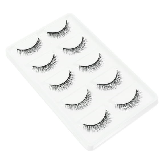 LITINKIMI Reusable Self-Adhesive Eyelashes Black Manmade Fiber 5 Pairs Fashionable Style