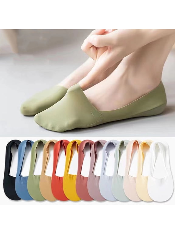 5 Pairs No Show Socks for Women Thin Non Slip Low Cut No Show Socks Womens for Flats Footies Invisible Silky Low Liner Socks for Loafers Flats Army Green