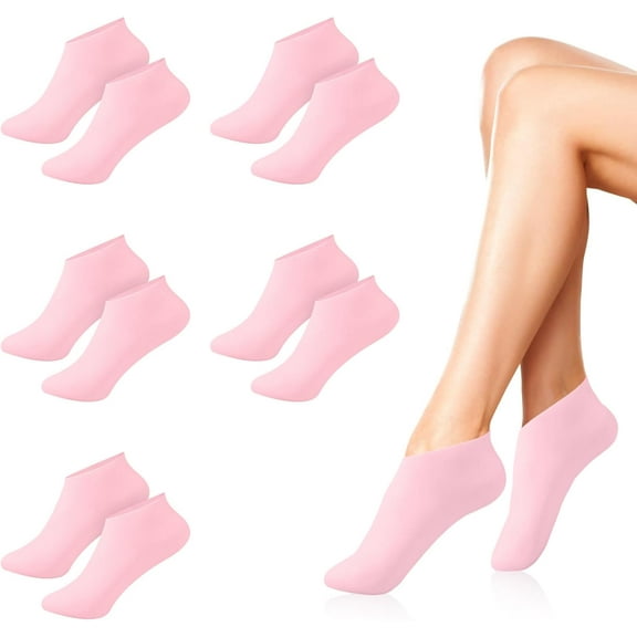 5 Pairs Silicone Socks for Women, Silicone moisturizing Socks for Dry Cracked Feet Woman, Silicone Foot Socks for Soft Foot Care, Skin Color