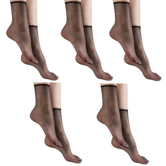5 Pairs Silk Super Thin Sheer Ankle High Socks for Women Nonslip Elastic Top Stretch Breathable Nylon Stockings Gift