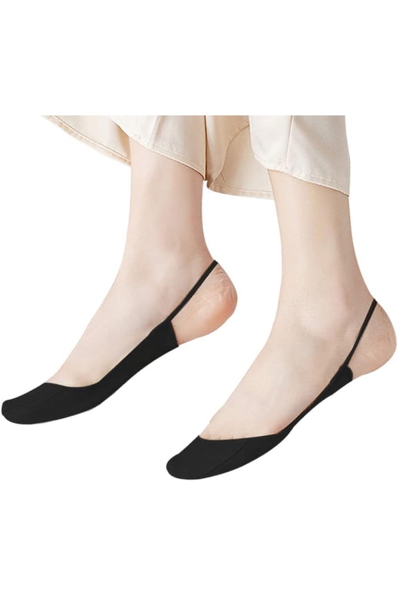 5 Pairs Sling Liner Socks, Women'S Ultra Low Cut No Show Half Liner Socks With Slingback
