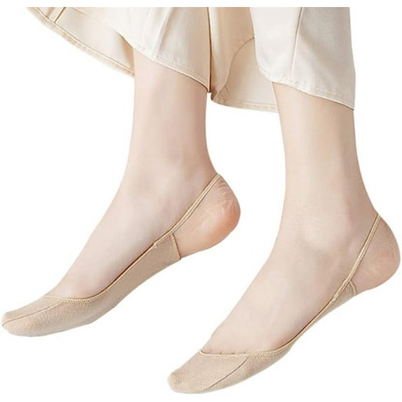 5 Pairs Sling Liner Socks, Women'S Ultra Low Cut No Show Half Liner Socks With Slingback
