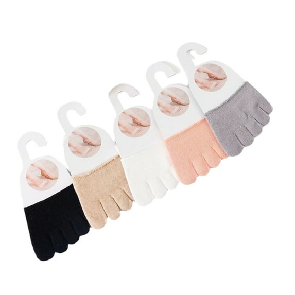 5 Pairs Solid Color Cotton Invisible Foot Covers Women's Split Toe Toe Toppers Liners Socks for High Heel Comfort Wear