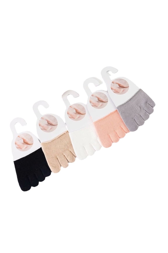 5 Pairs Solid Color Cotton Invisible Foot Covers Women's Split Toe Toe Toppers Liners Socks for High Heel Comfort Wear