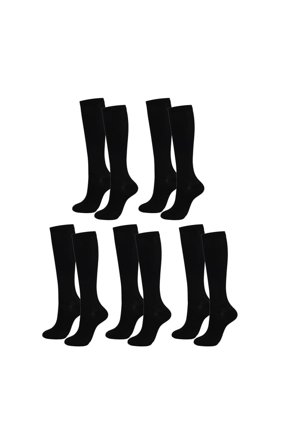 5 Pairs Solid Color Pressure Socks Compression Socks Cycling Running Calves Socks Breathable Adult Socks Elastic Socks,Black,One Size