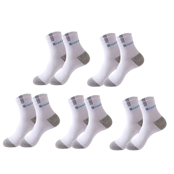 5 Pairs Sports Socks Breathable Sweat Absorption Letter Printed Mid-Tube Soft Socks Sports Wear Bouncy Summer Outdoor Running Casual Socks Men Accessories