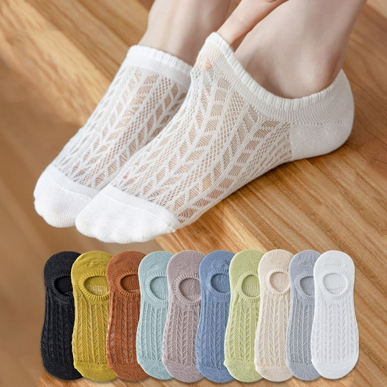 5 Pairs Stretchy Non-Slip Bottoms Women Socks Quick Drying Breathable  Hollow Mesh Low Tube Socks Female Accesso