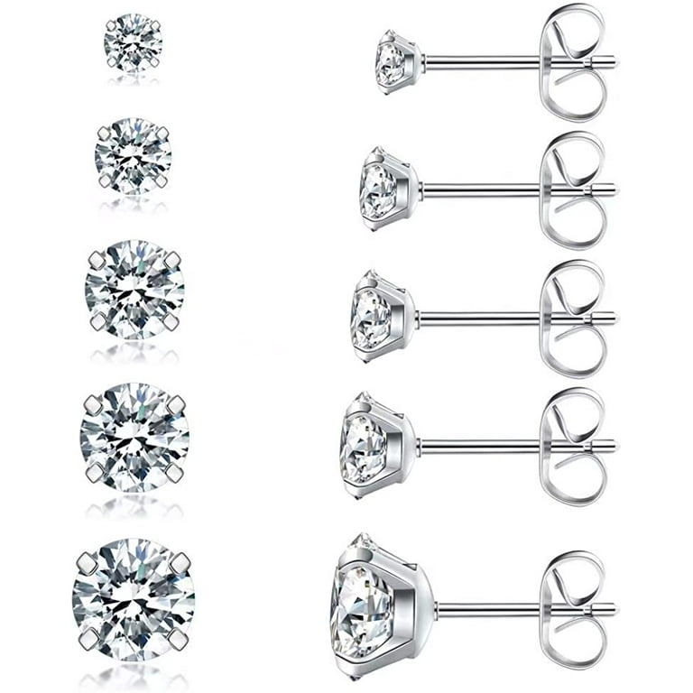Pair of Rose Gold Surgical Steel White CZ Stud Earrings Pair of Rose Gold Surgical Steel White CZ Stud Earrings