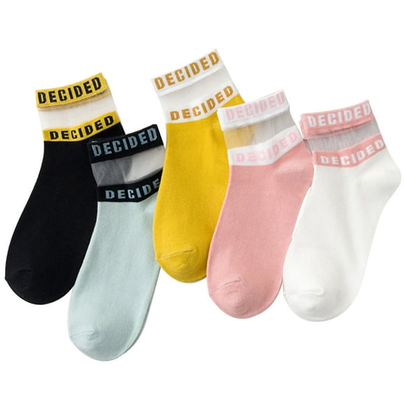UKCOCO Japanese Socks Women Glass Silk Assorted Color 5 Pairs