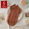thumbnail image 1 of 5 Pairs Summer Short Tube Lace Women Thin Cotton Socks Hollow Out Mesh Solid Color Girls Ankle Socks Anti Odor Sweat Absorbing, 1 of 10