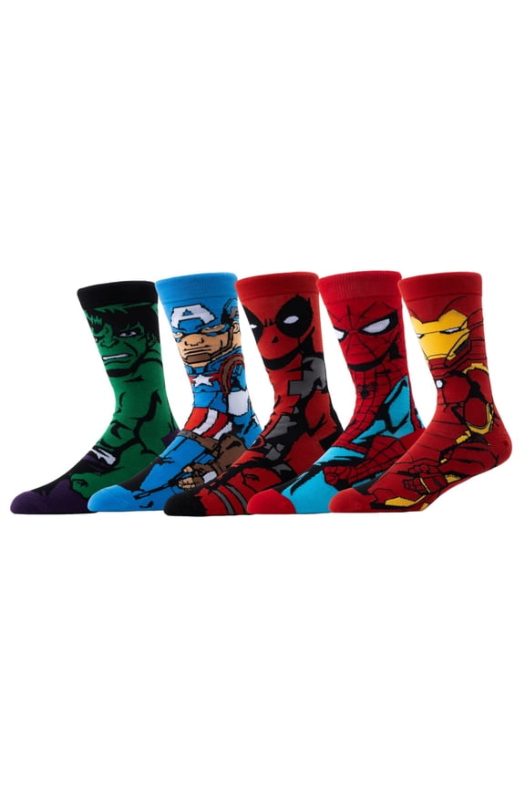 5 Pairs Super Hero Crew Socks for Womens