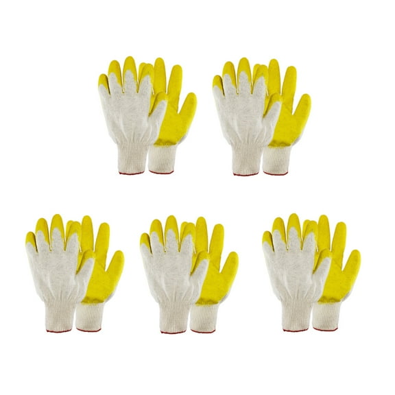 5 Pairs, The Elixir String Knit Palm, Yellow Latex Dipped Nitrile Coated Work Gloves for General Purpose, Safety Working Gloves, Made in Korea