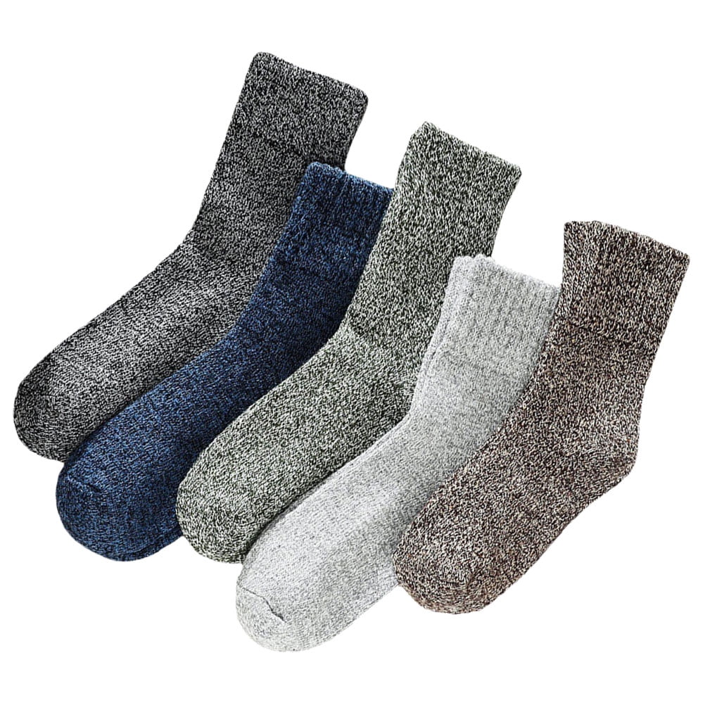 FENGGUIQU 5 Pairs Men's Thick Gray Socks, Warm Looped Pile, Cold ...