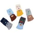 thumbnail image 1 of 5 Pairs Toddler Baby Girls Boys Cotton Hosiery Toe Socks Cute Kids Cartoon Animal Five Fingers Crew Ankle Socks, 1 of 6