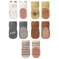thumbnail image 1 of 5 Pairs Toddler Baby Non Slip Socks with Grips Cartoon Boys Girls Anti-Slip Floor Walking Sock for Infants Newborn 0-5T - M, 1 of 6