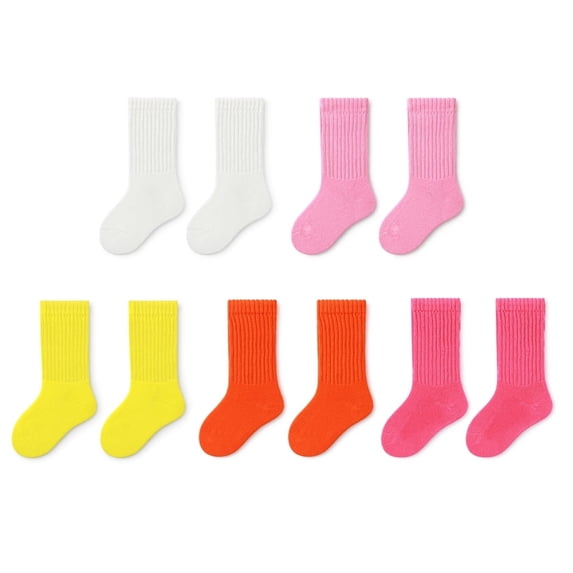 5 Pairs Toddler Socks Slouch Socks Kids Boys Girls Cotton Long Crew Socks 1-8 Years