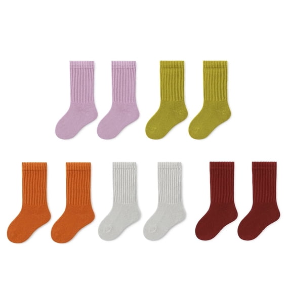 5 Pairs Toddler Socks Slouch Socks Kids Boys Girls Cotton Long Crew Socks 1-8 Years