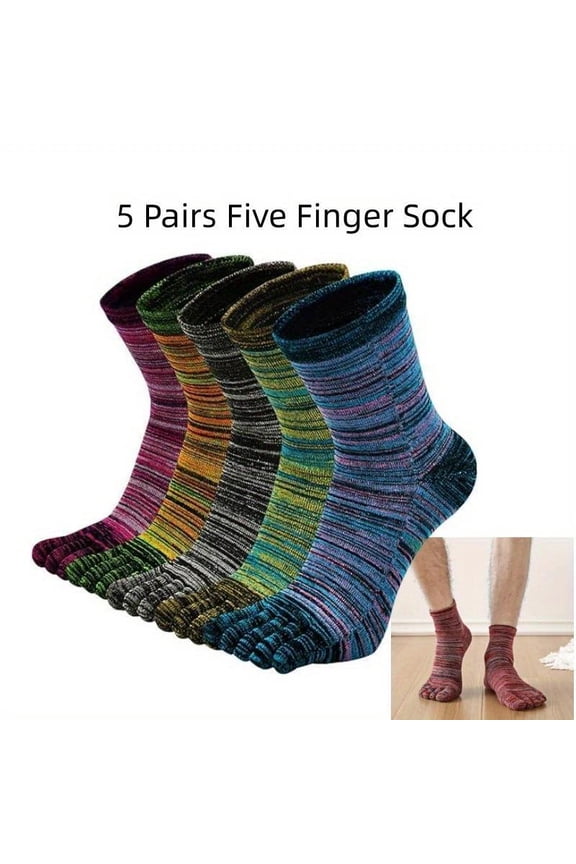5 Pairs Toe Socks,7-13in Mens Five Finger Striped Sock Running Athletic Cotton Ankle Sox,Textiles & Soft Furnishings