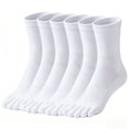 thumbnail image 1 of 6 Pairs Toe Socks For Men Cotton Athletic Running with Massage Grips Toe Socks for Women, White, 1 of 8