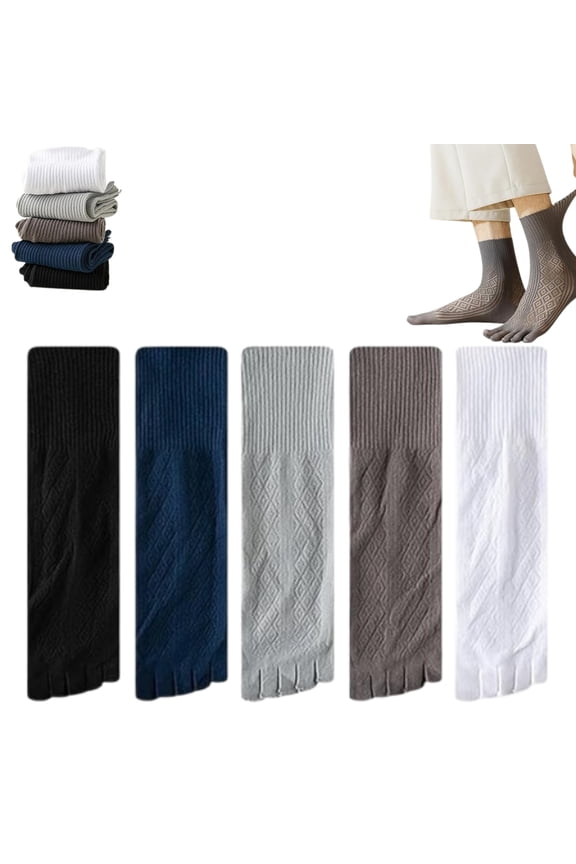 5 Pairs Toe Socks For Men, Summer Ultra-Thin Five Finger Socks,Breathable Mesh Mid-Calf Length,Toes Separated