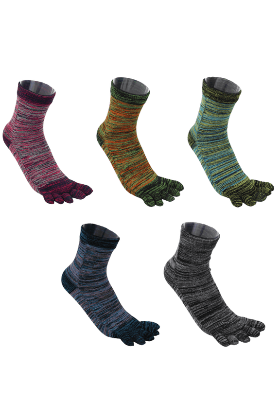 5 Pairs Toe Socks Mens Five Finger Striped Sock Running Athletic Cotton Ankle Sox