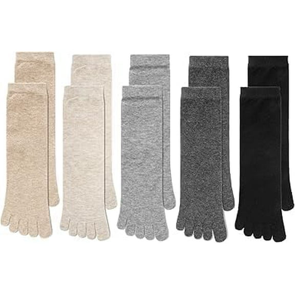 5-Pairs Toe Socks for Women, Cotton Athletic Running Women's Toe Socks 5 Fingers, Colored Cute Comfort