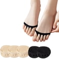 thumbnail image 1 of 5 Pairs Toe Topper Half Socks Women's No Show Toe Cover Liners Sock for Mules Sandals Pumps Clogs Heels US 5-9, 1 of 6