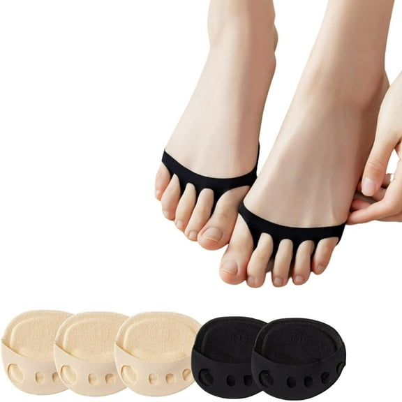 5 Pairs Toe Topper Half Socks Women's No Show Toe Cover Liners Sock for Mules Sandals Pumps Clogs Heels US 5-9