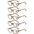 thumbnail image 1 of 5 Pairs of Tortoise Cat Eye Blue Light Blocking Reading Glasses 1.00 for Women Fashion Diamond Presbyopic Glasses Ladies Spring Hinges HD Readers +1.00 S, 1 of 5