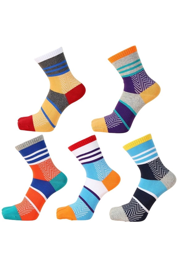 5 Pairs Two Toe Socks Striped Cotton Socks Cotton Tabi Socks Summer Short Socks for Men Japanese Kimono and Geta Sandal