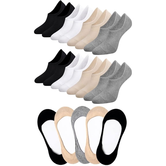 5 Pairs Ultra Low Cut Liner Socks & 8 Pairs No Show Socks Womens Ankle Socks for Women Non Slip Footies Liner for Sneakers