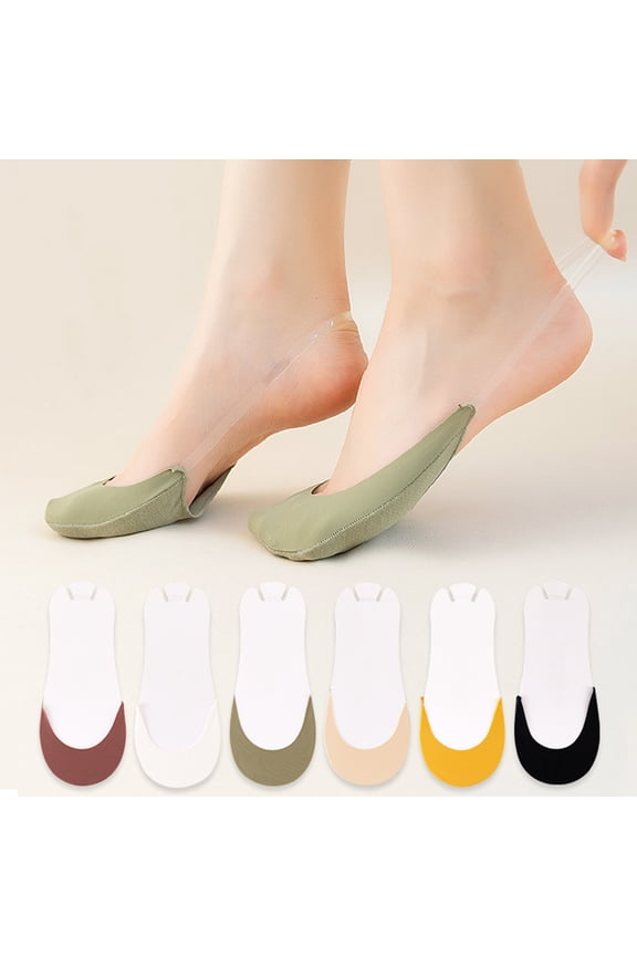 5 Pairs Ultra Low Cut Liner Socks for Women No Show Toe Topper Liner Sock with Sling Back for Women, Sling No Show Padded Half Sock for Heels Dress Shoes Complexion