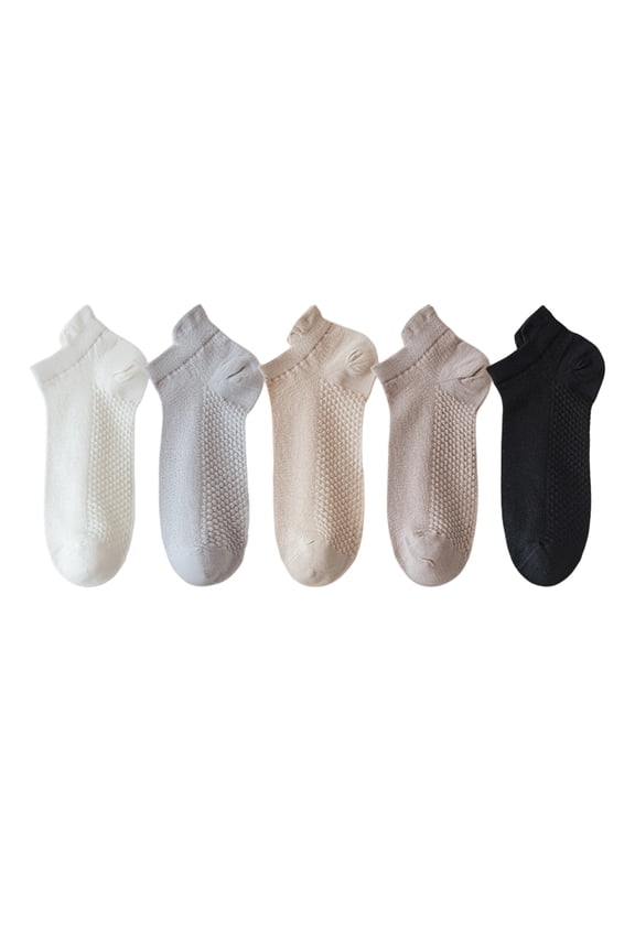 5 Pairs Unisex No Show Socks Low Cut Invisible Liner Socks Nylon Silk Spandex,One Size