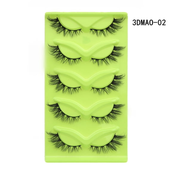 5 Pairs Winged False Eyelashes, Full Volume Curled Cat Eye Strip Lashes for Women