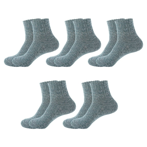 5 Pairs Winter Socks Solid Color Wool Socks Thick Knit Crew Socks Boot Socks for Women Men Daily Wear Sleep