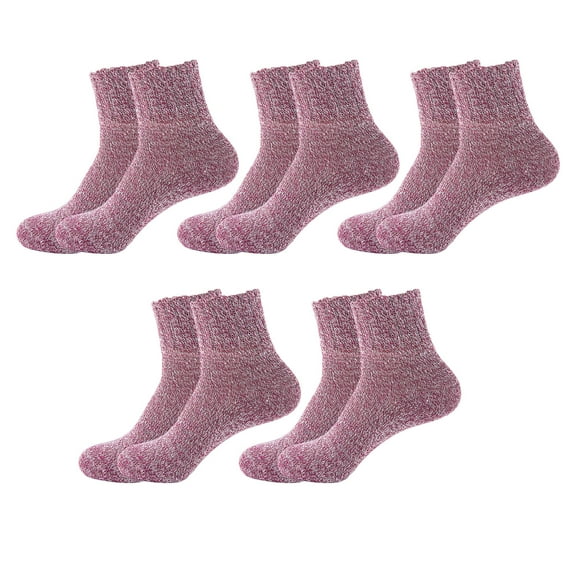 5 Pairs Winter Socks Solid Color Wool Socks Thick Knit Crew Socks Boot Socks for Women Men Daily Wear Sleep