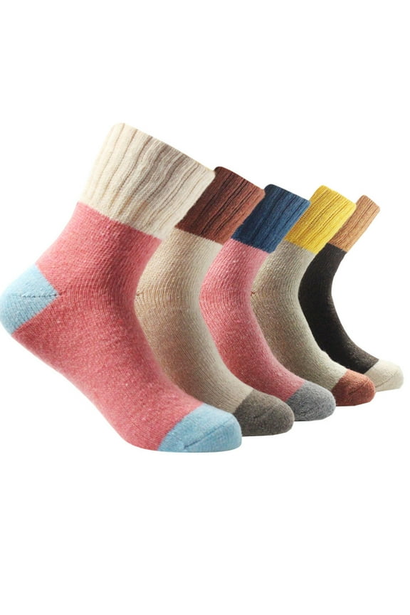 5 Pairs Winter Velvet Socks for Women,Thickened Lambskin Socks,Women's Winter Warm Postpartum Socks,Carpet Socks,Thickened Cake Socks Animal Series Floor Socks With Letter Glue The Sole