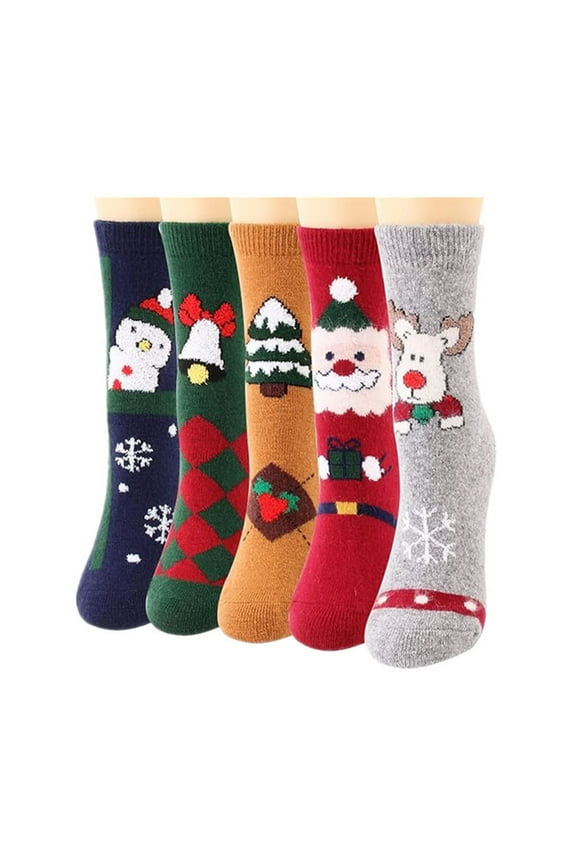 5 Pairs Winter Warm Fleece Socks for Women,Women Soft Christmas Fuzzy Socks,Holiday Stocking Stuffers,Snowflake Crew Socks