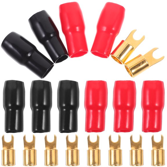 HOOWIFFY Electrical Fork Connectors PVC 5 Pairs for Speaker Wire Cable Terminal Plug