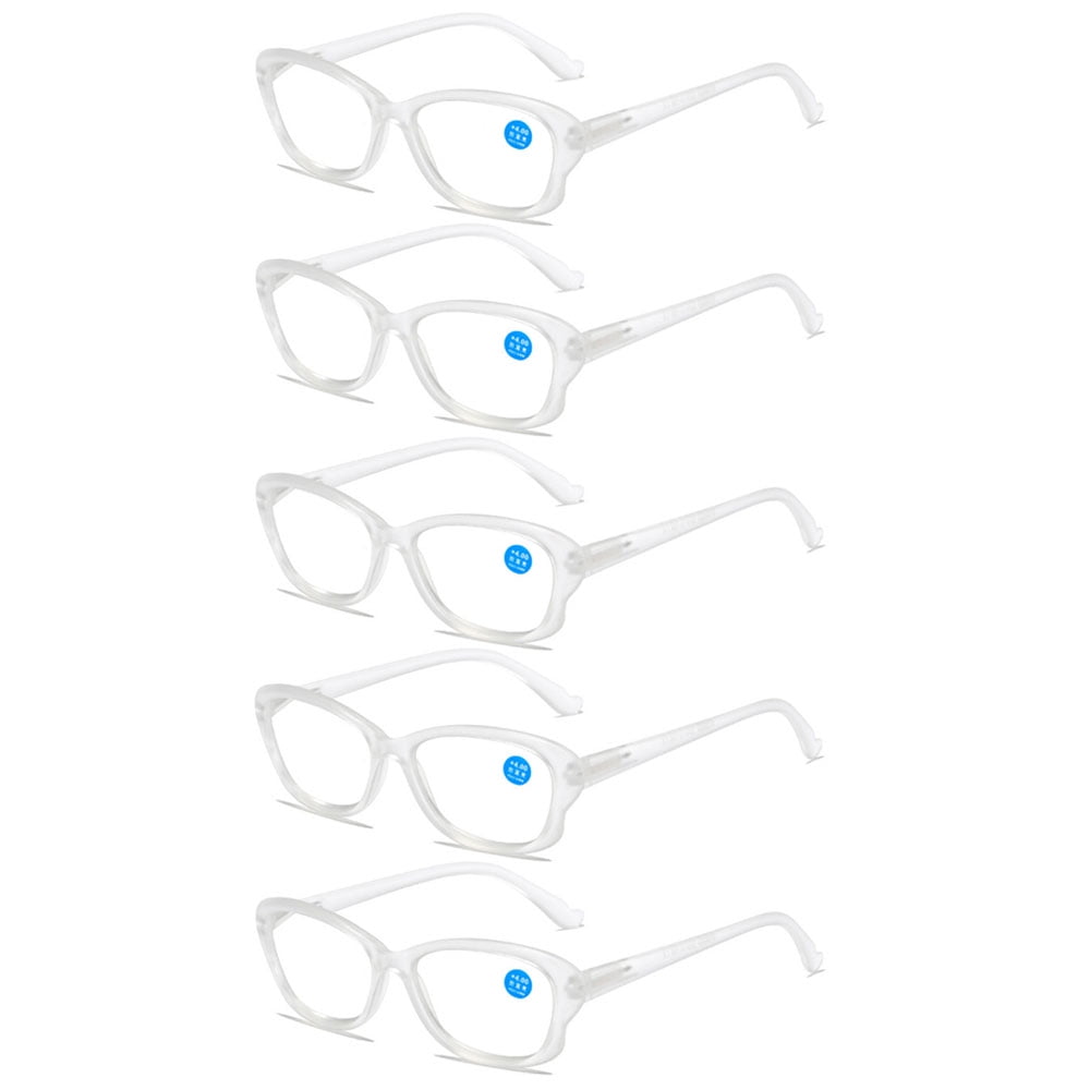 5 Pairs of Women Anti-blue Light Reading Glasses 1.50 Transparent Ultra-light Clear Spring Hinges Butterfly Frame Readers Eyeglasses Frame +1.50 Strength