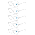 thumbnail image 1 of 5 Pairs of Women Anti-blue Light Reading Glasses 3.50 Transparent Ultra-light Clear Spring Hinges Butterfly Frame Readers Eyeglasses Frame +3.50 Strength, 1 of 9