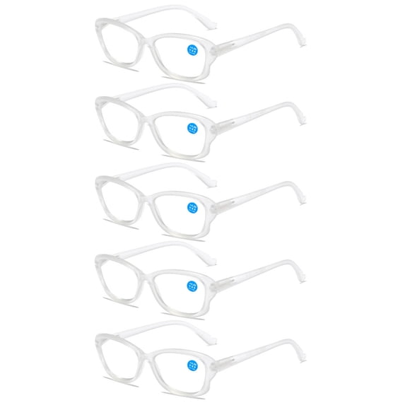 5 Pairs of Women Anti-blue Light Reading Glasses 4.00 Transparent Ultra-light Clear Spring Hinges Butterfly Frame Readers Eyeglasses Frame +4.00 Strength