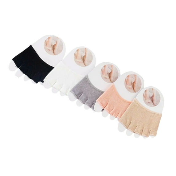 5 Pairs Women Breathable Toe Socks for High Heel Soft Cotton Antislip Foot Liner