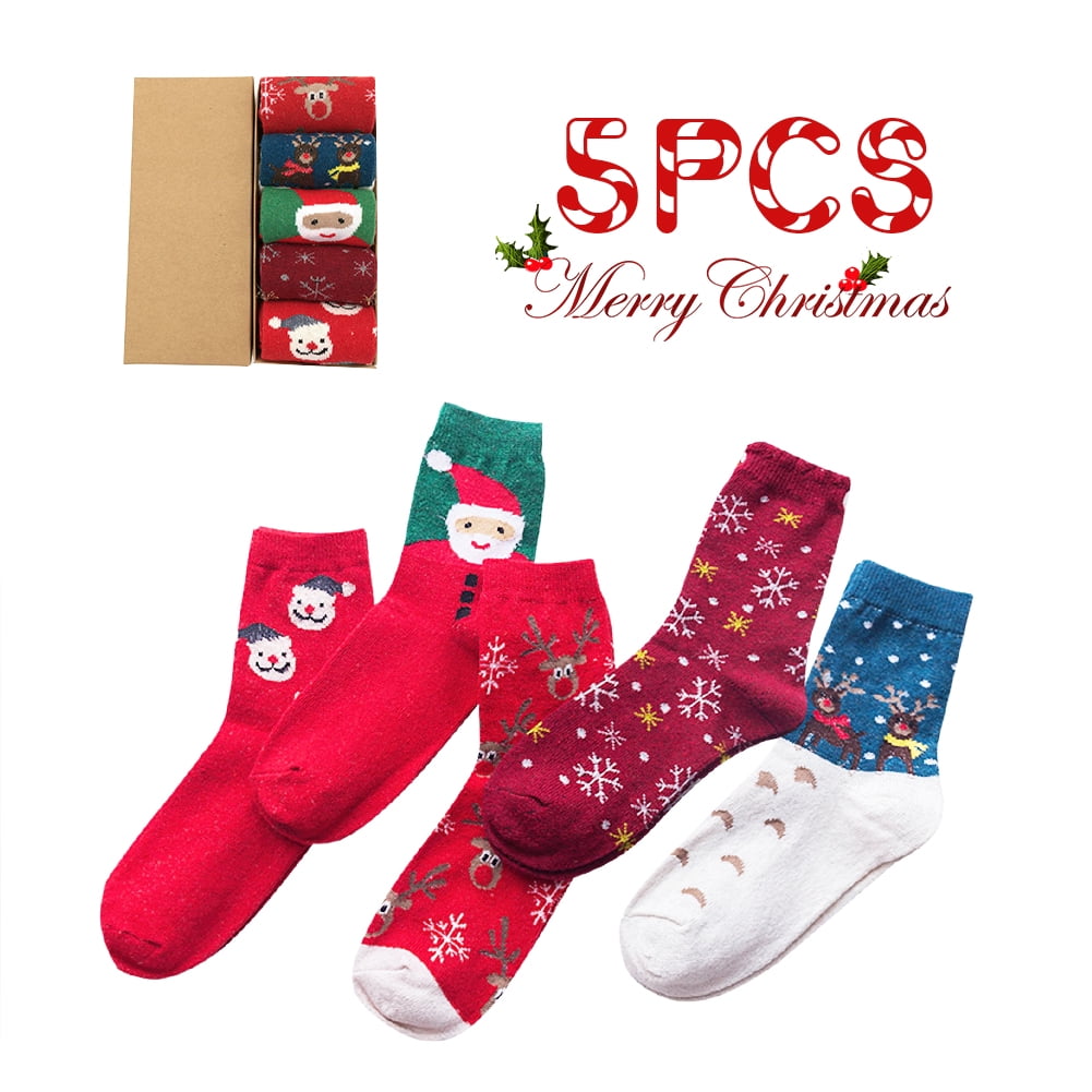 5 Pairs Women Christmas Fuzzy Fluffy SocksCozy Warm Slipper Bed Socks