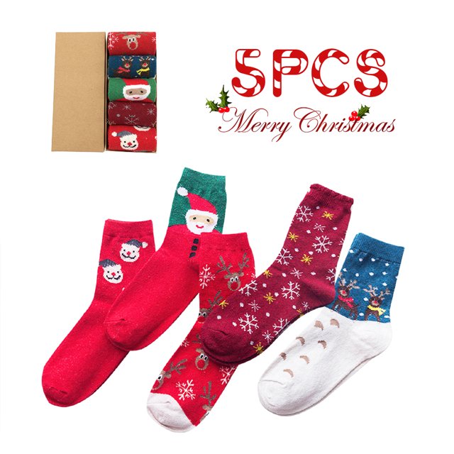 5 Pairs Women Christmas Fuzzy Fluffy SocksCozy Warm Slipper Bed Socks