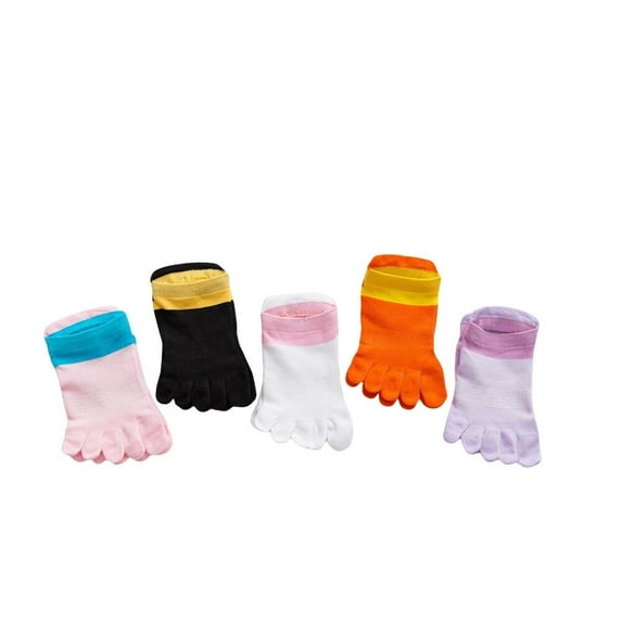 5 Pairs Women Cotton Low Cut Toe Socks Non Slip Toe Separator Sports Short Socks
