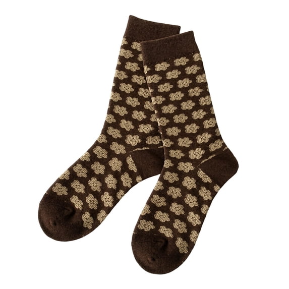 5 Pairs Women Crew Socks Soft Blend Floral Geometric Pattern Mid Calf Casual Dress Socks Fall Winter
